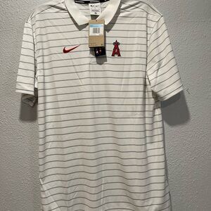 Nike Angels White and Gray Striped Polo Shirt